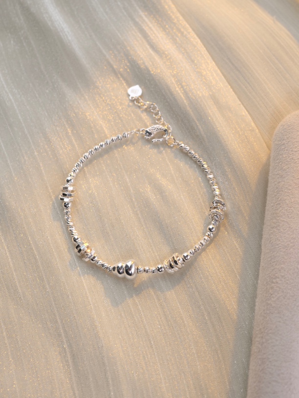 足银手链 【北斗银作】｜足银999蹦迪珠珠葫芦环环手链