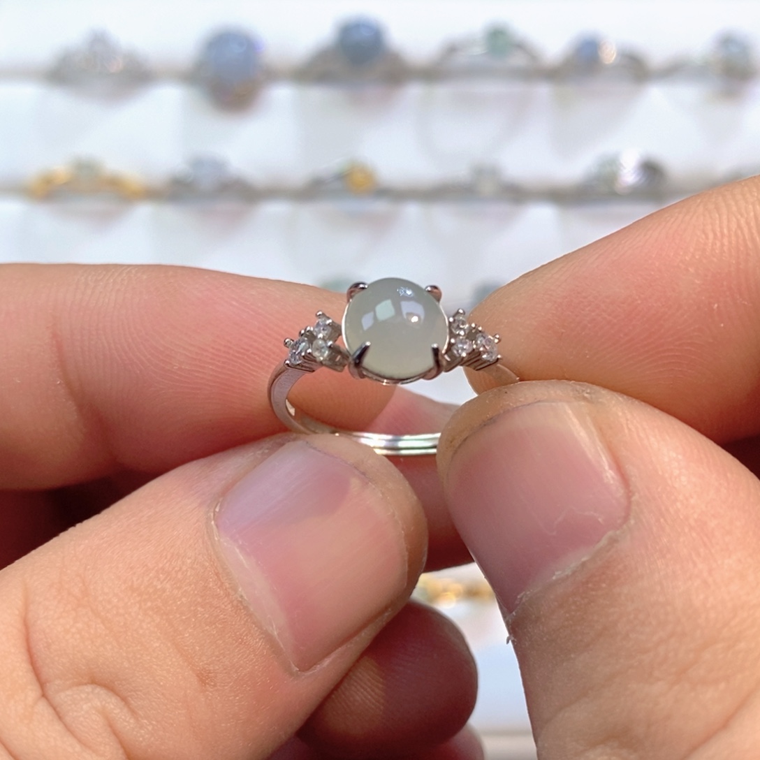 翡翠银S925镶嵌戒指