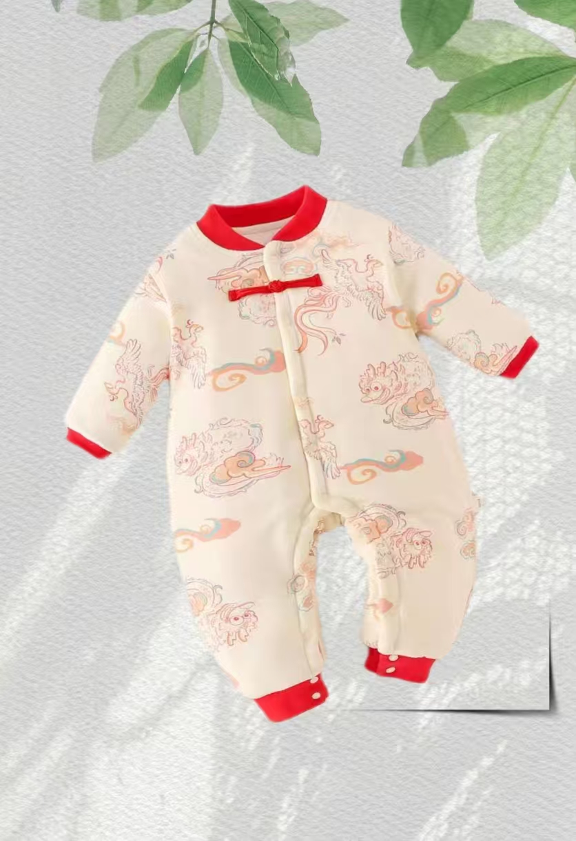 婴儿宝宝国风200克冬季夹棉加厚保暖纯棉花手工棉服拜年服保暖