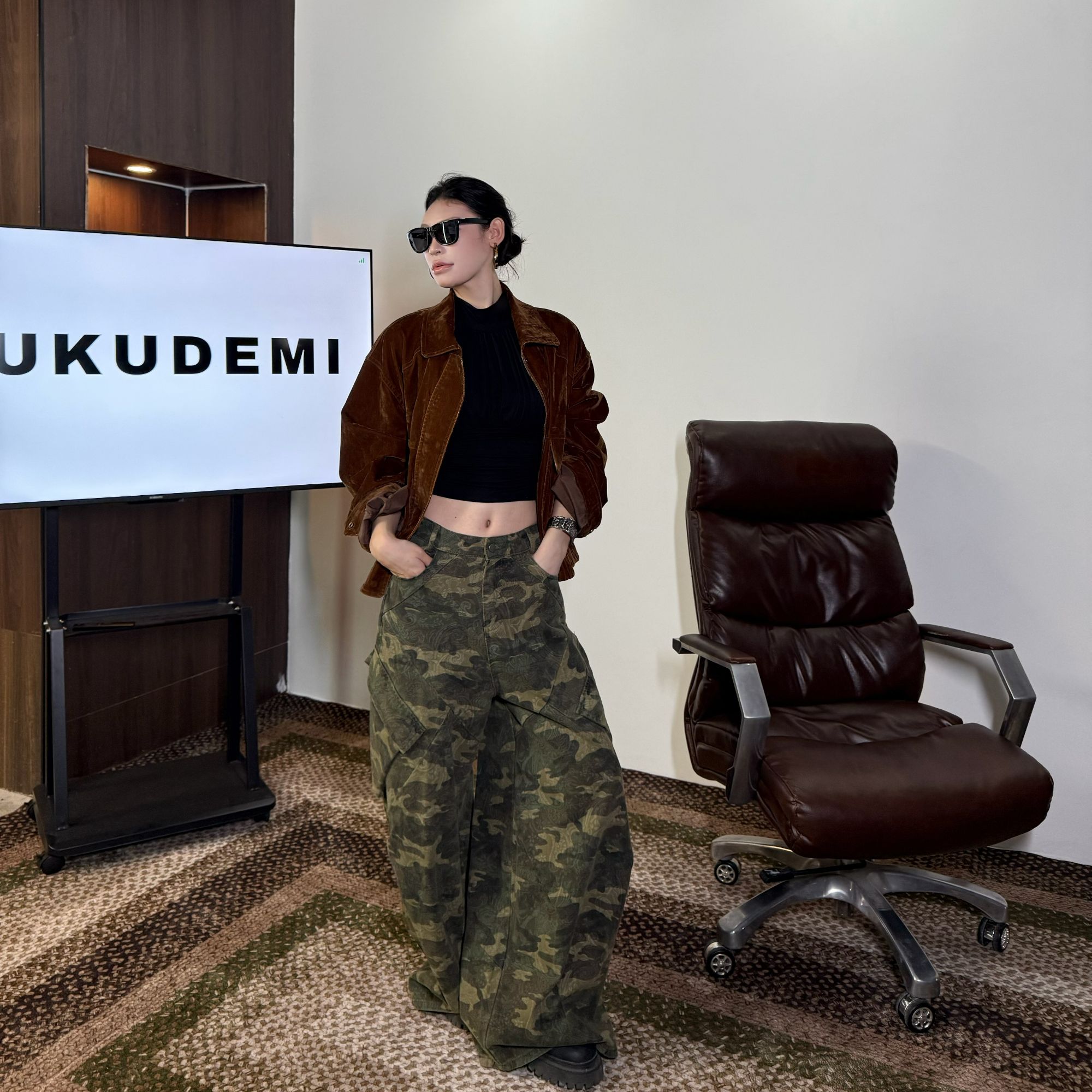 KUKUDEMI「飒主义」复古秋冬美式翻领麂皮感夹克慵懒酷飒风外套