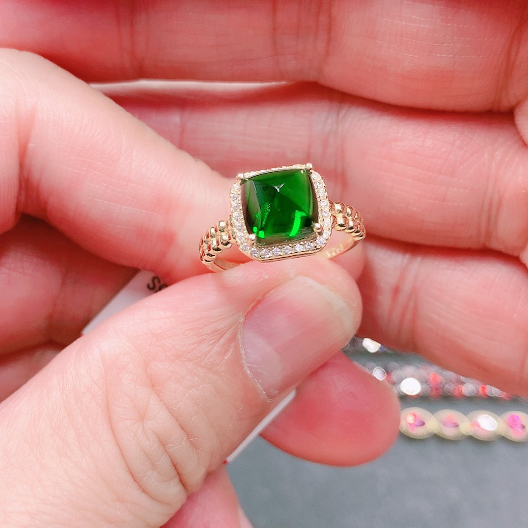 透辉石戒指银S925镶嵌