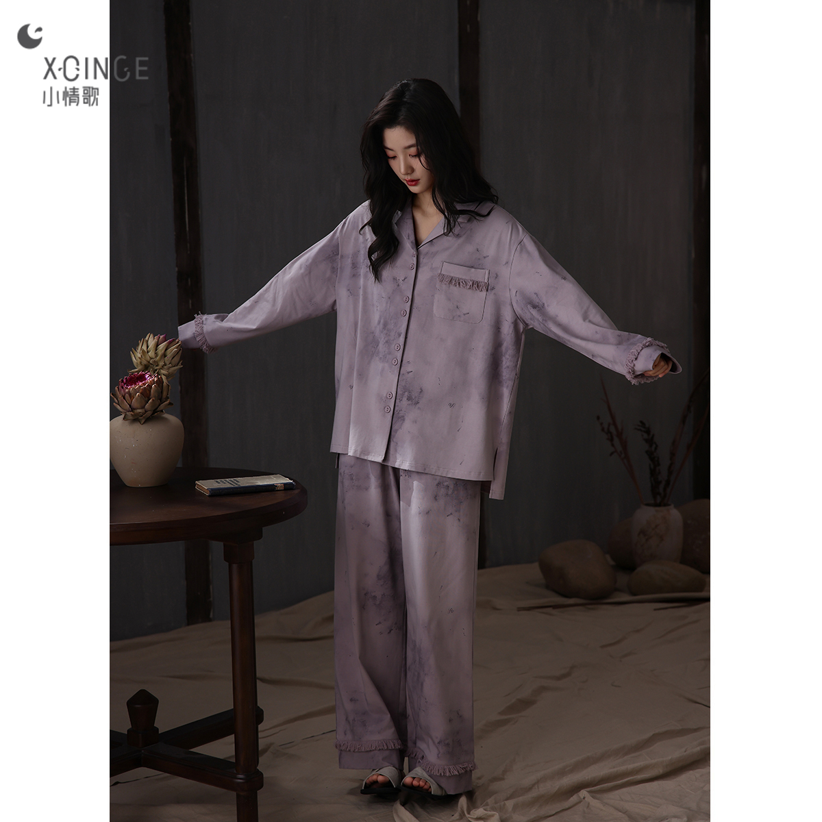 小情歌睡衣女款纯棉春秋款2025年新款长袖软棉棉家居服套装可外穿