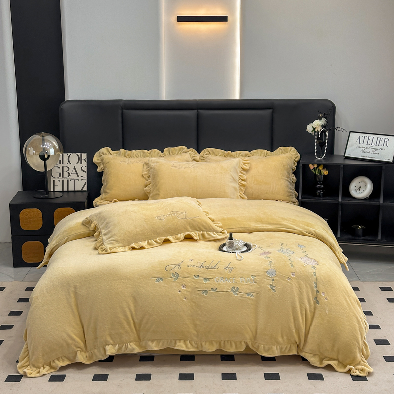 2025新款A类母婴级韩版牛奶绒床裙四件套（繁花似锦）