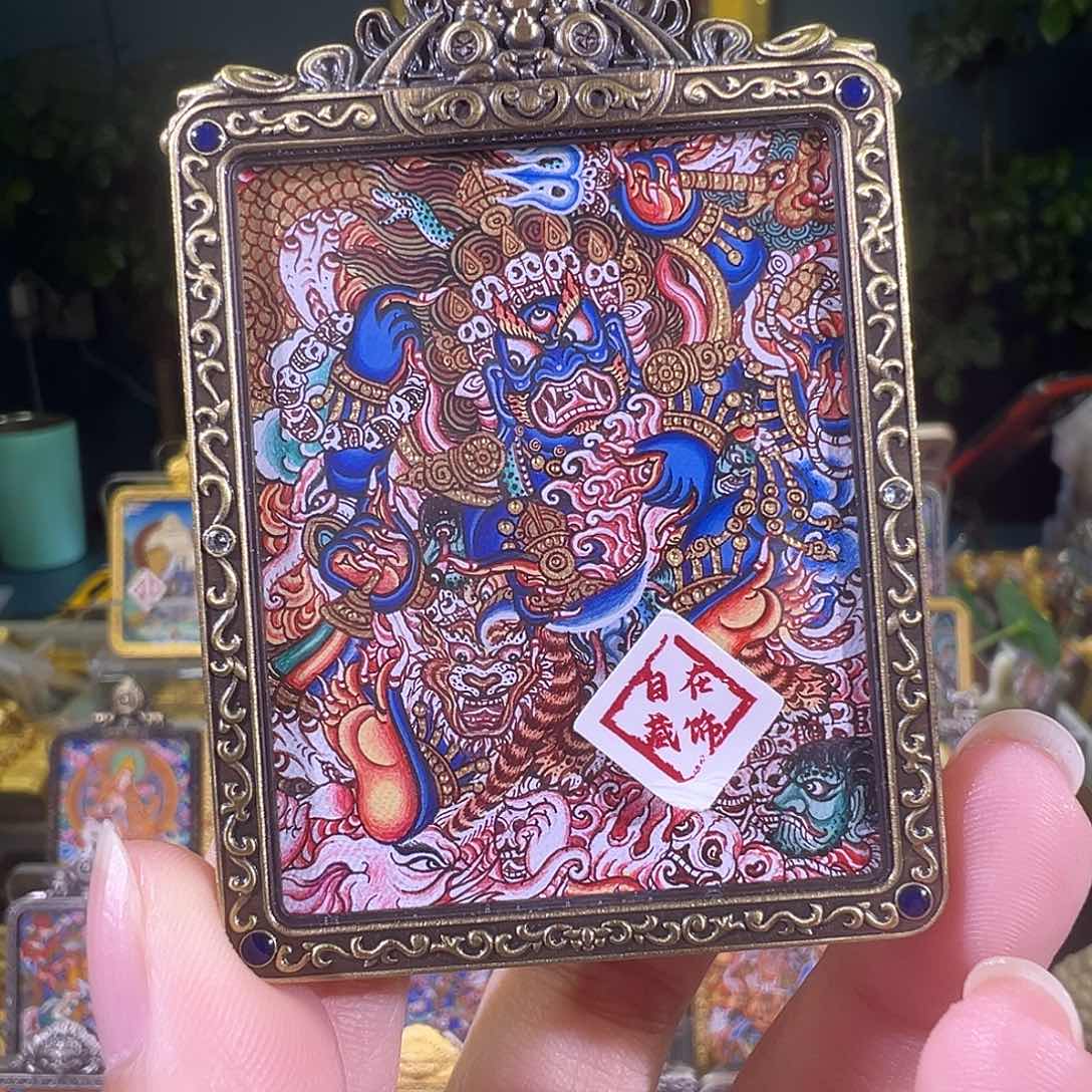 吊坠*️****大黑天热贡纯手绘唐卡