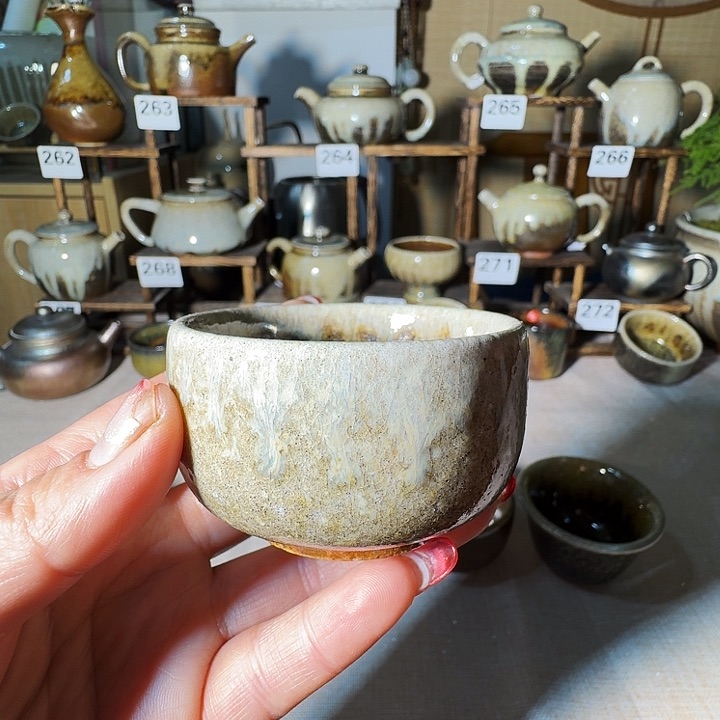 建水紫陶白泥柴烧杯