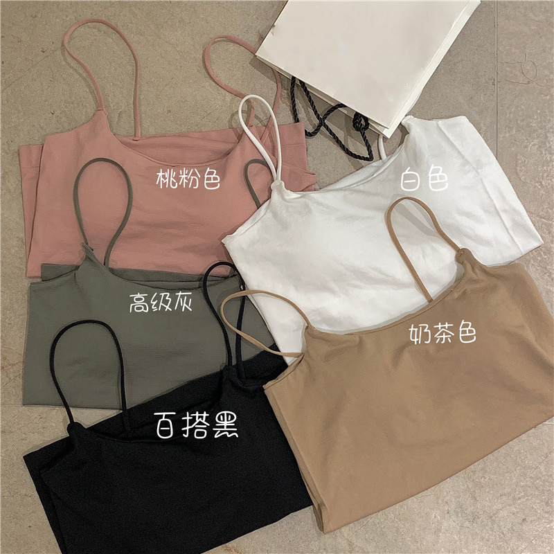 内搭背心吊带白色显瘦夏季带胸垫设计感薄款紧身短款小众简约美背