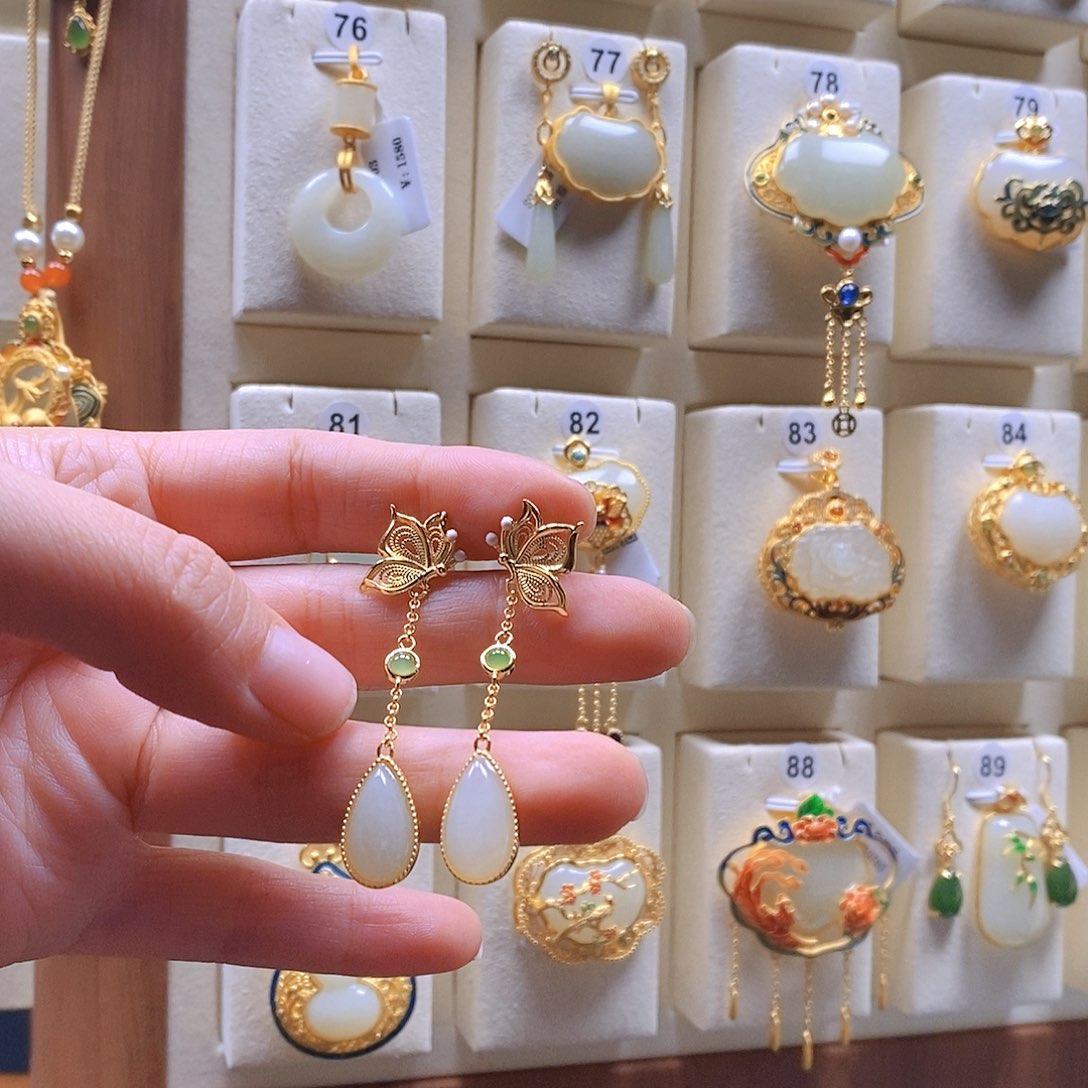 和田玉颈饰银S925镶嵌