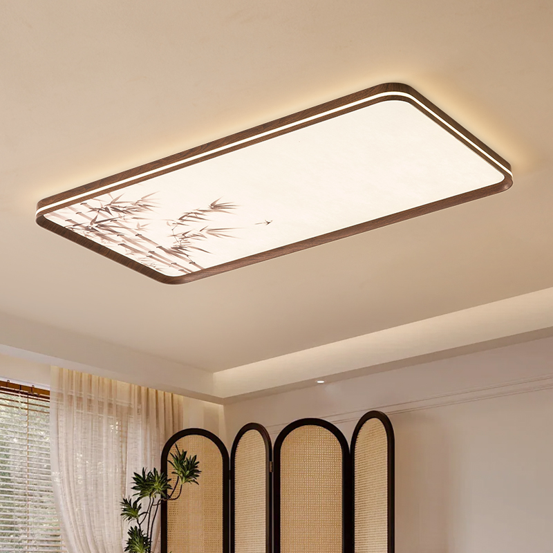 宋式美学新中式书房客厅卧式吸顶灯简约大气全光谱护眼灯蚕丝面板