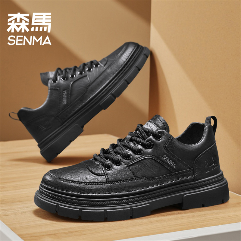 SENMA/森马黑色皮鞋男款2025秋季爆款男士工作开车休闲德比鞋子男