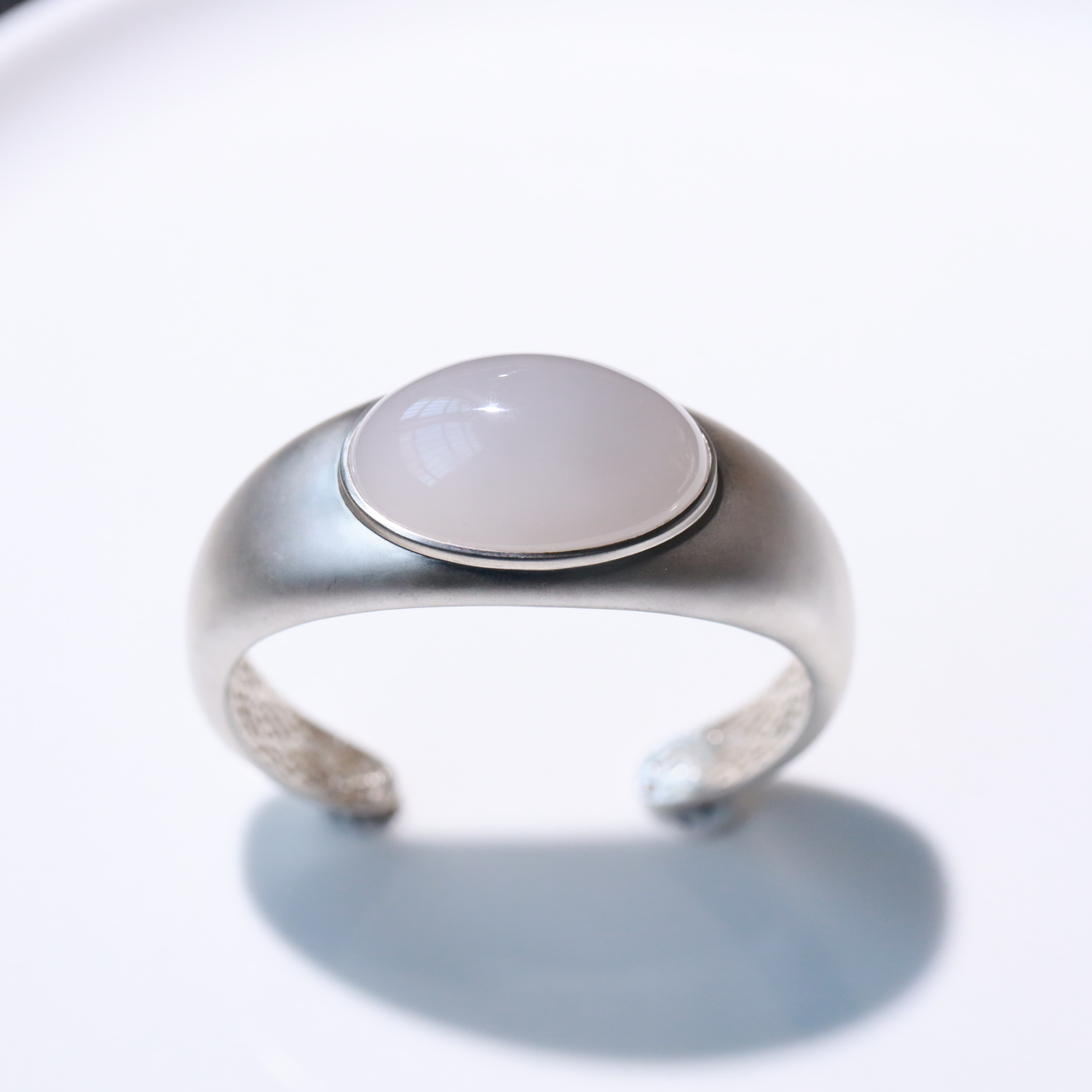 烟紫和田玉S925银手镯