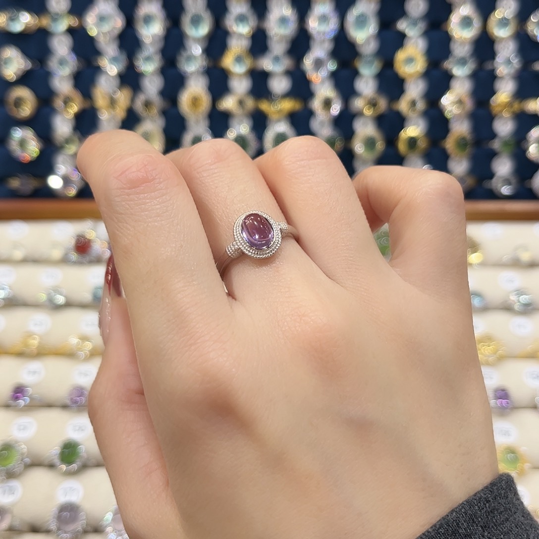 紫晶女款银S925镶嵌戒指