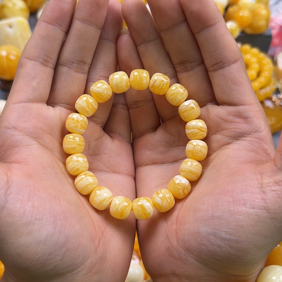 琥珀珠宝奇石未镶嵌同料老型虎皮12mm