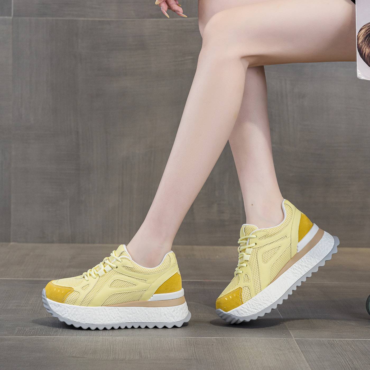 厚底老爹鞋女2025新款秋季新款增高7CM百搭休闲运动阿甘鞋821PL