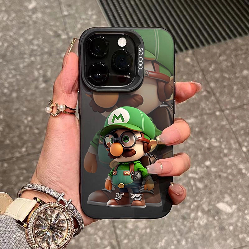 绿马里奥适用苹果15手机壳iphone14Promax磨砂13软硅胶12防摔11