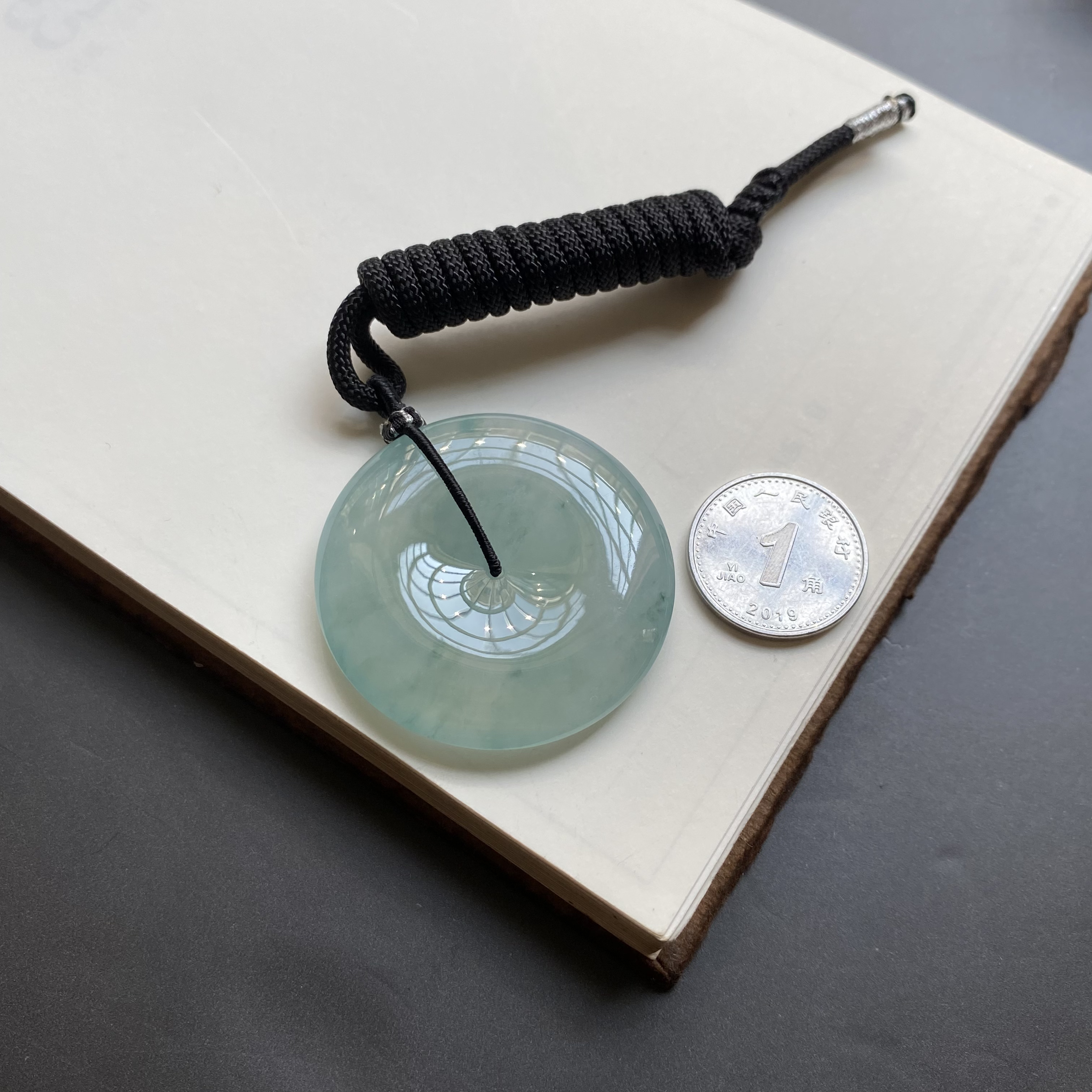 也木西翡翠成品冰润飘花大平安扣djd0205卡36.7/6.3mm