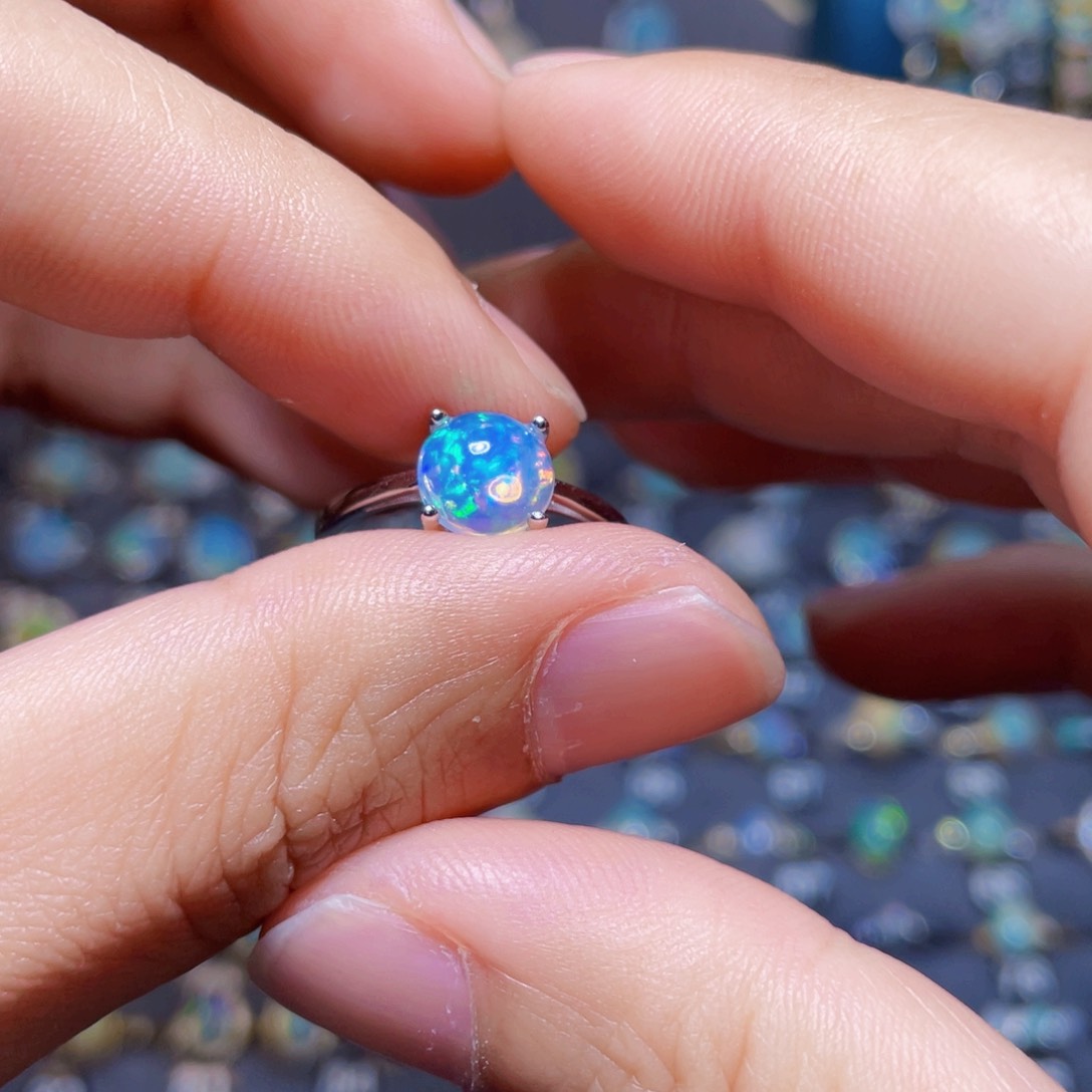 欧泊戒指）银S925镶嵌