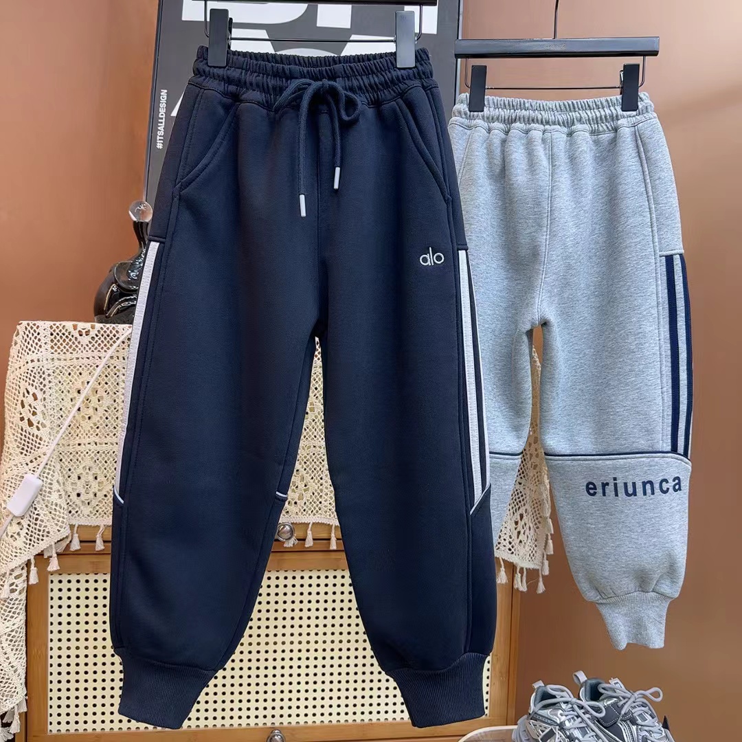 【加绒】秋冬新款中大童休闲新款运动裤卫裤宽松中大儿童长裤9608