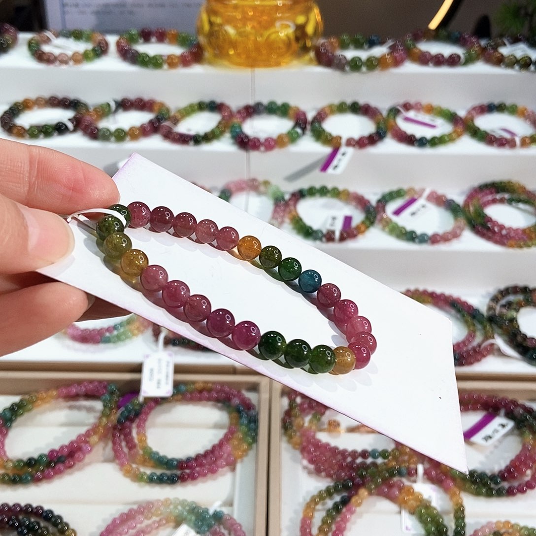 碧玺未镶嵌手链G2103素圈颜色微差