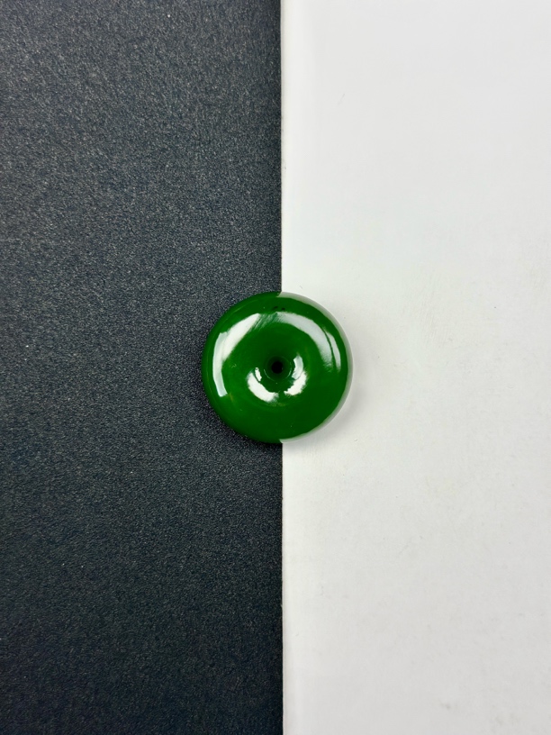 【俄料】和田玉碧玉白加绿老料翠阳绿走色苹果绿平安扣尺寸约29×10