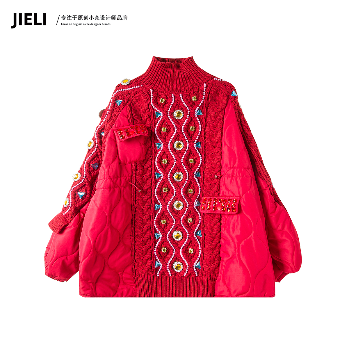 JIE LI/街力原创小众设计高级感休闲时尚红色毛衣女Q10022