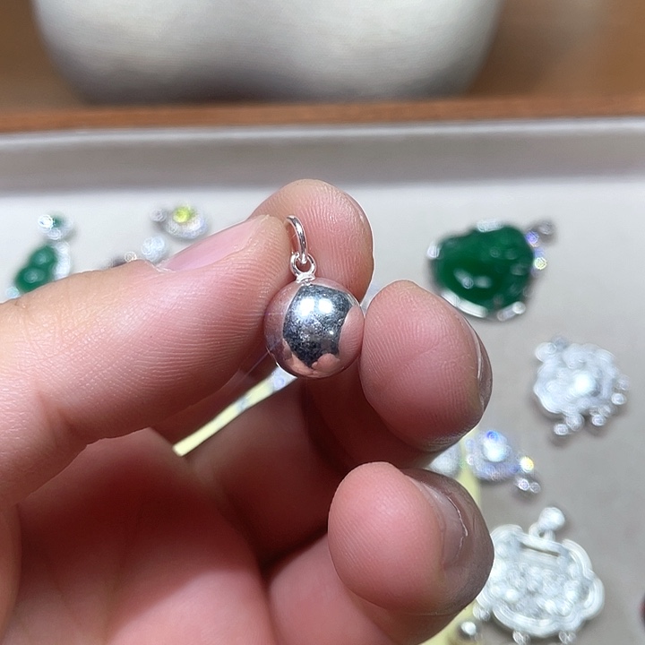 坠链均925银珐琅球