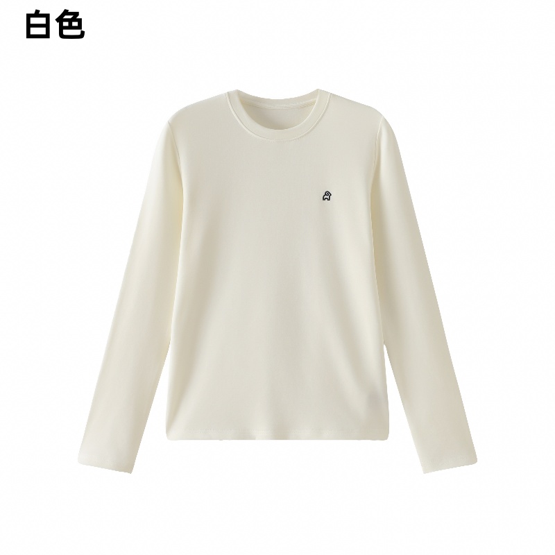 精品棉绒刺绣小羊圆领长袖T恤 A360