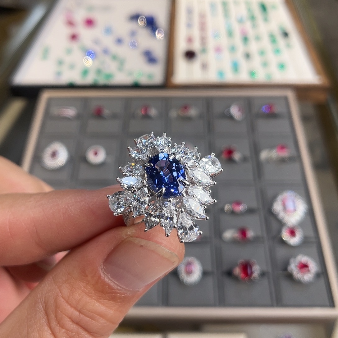 925银培育宝石实心s925银镶