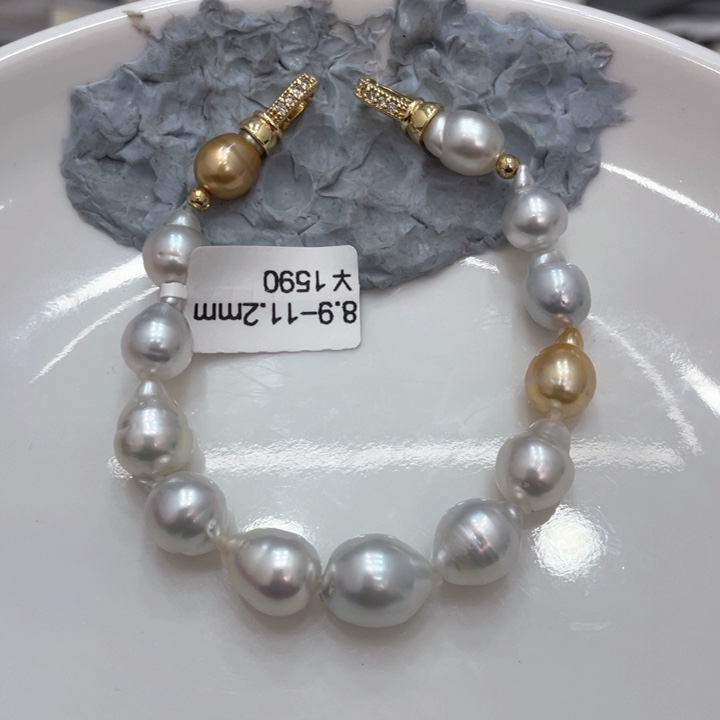 海水珍珠颈饰未镶嵌S****g澳白金珠手链8.9-11.2娟