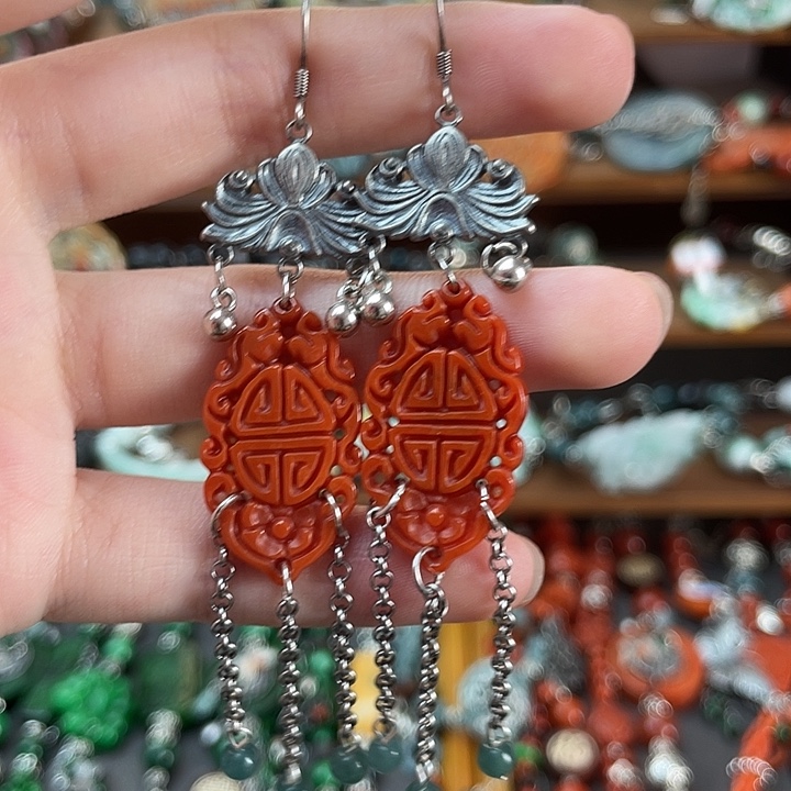 翡翠未镶嵌耳饰饰品