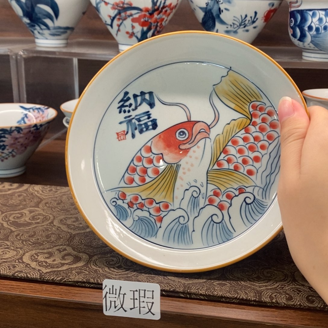 釉下彩老陶泥手工绘制