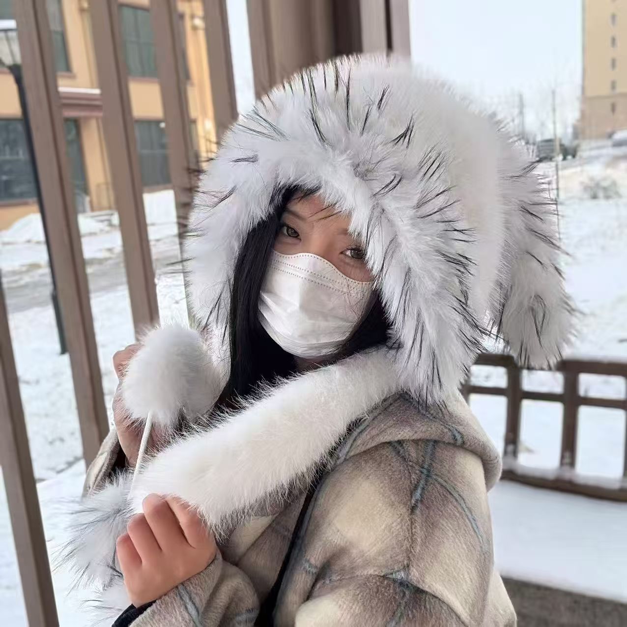 【蛋蛋同款】蛋蛋新款帽子耳朵同款冬季毛绒帽子加厚女帽百搭保暖