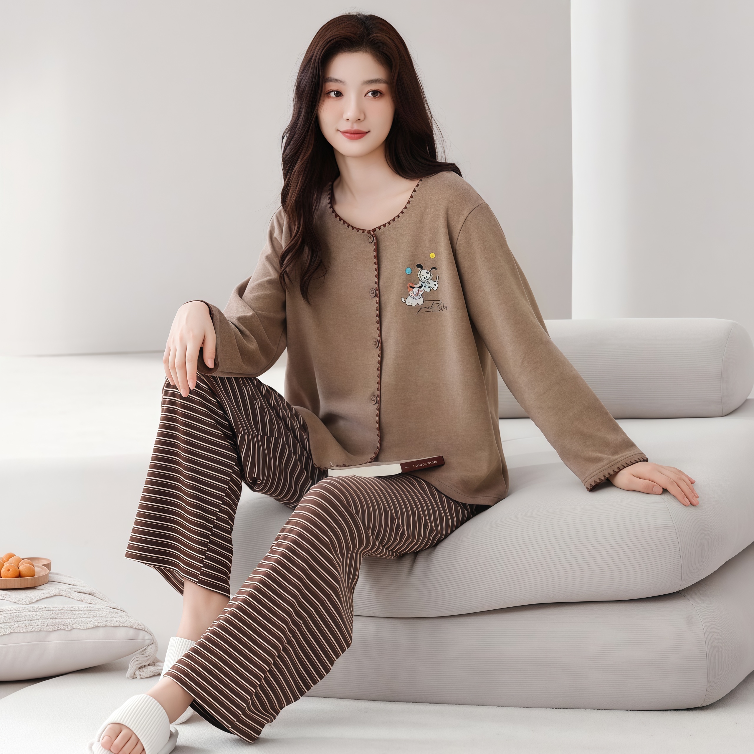 睡衣女款秋冬款羊毛蚕丝德绒加厚睡衣开衫小个子长袖长裤睡衣