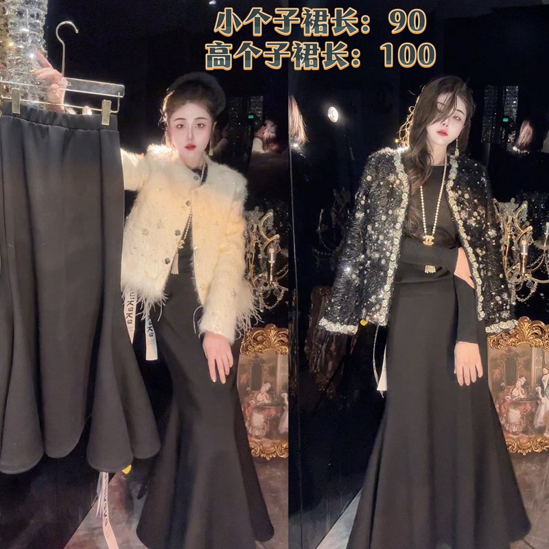 【涩谷记忆】62055挺括不规则鱼尾加绒半身裙