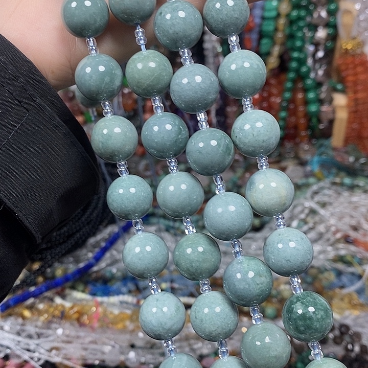 玛瑙/玉髓未镶嵌珠宝半成品天然蓝水翡翡卡14mm