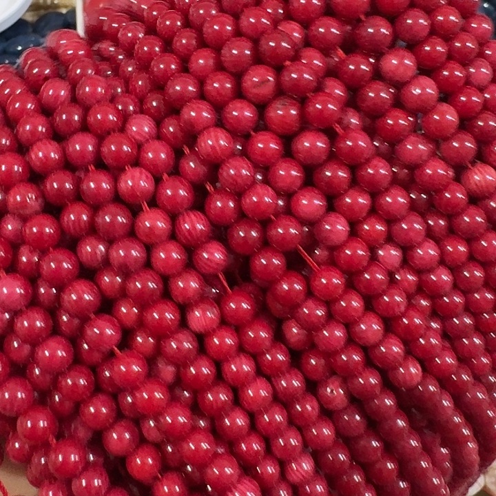 玛瑙/玉髓合金珠宝半成品一条5mm精品三姑娘圆珠