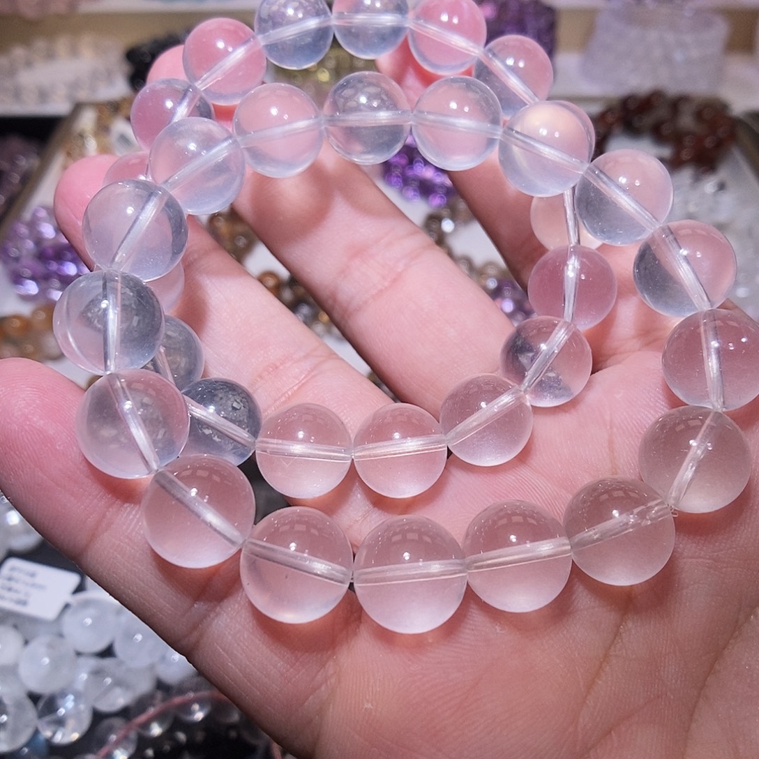 水晶未镶嵌手链奶白晶12.5mm