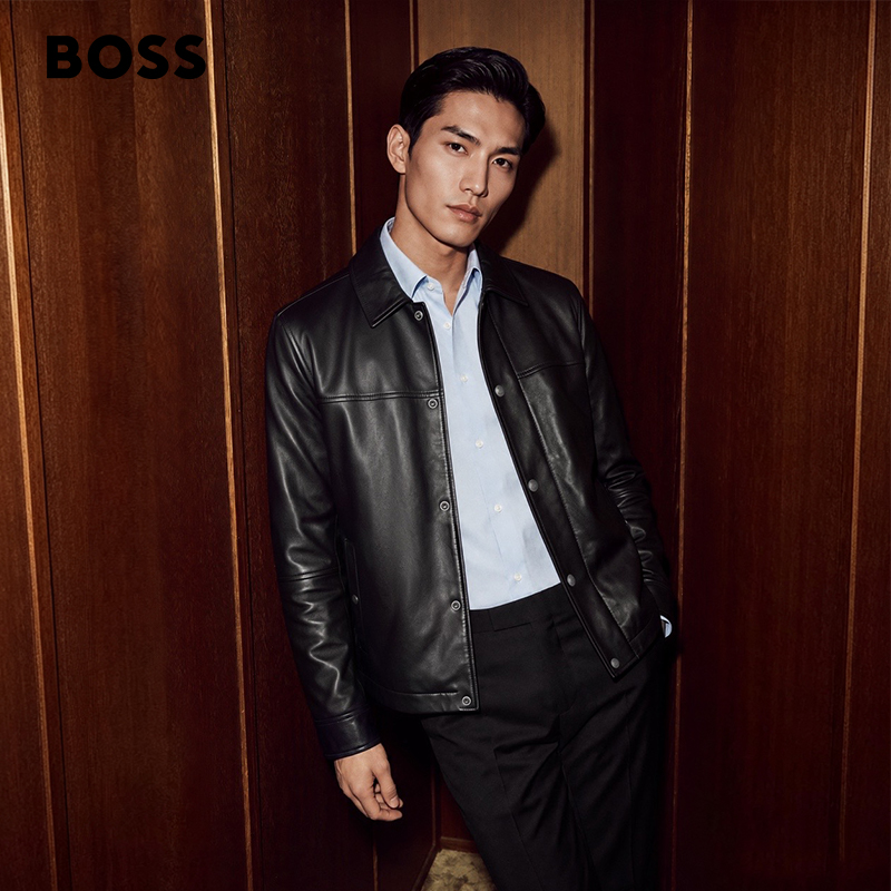 【重磅新品】BOSS博斯男士26年秋季新款纽扣衬衫领皮衣夹克50562532商品图