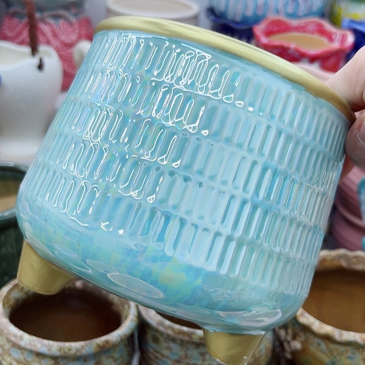 多肉绿植陶瓷花盆9.9包邮，有孔