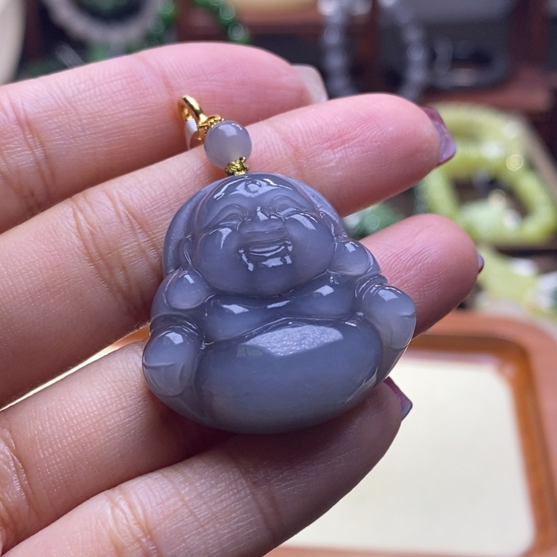 和田玉清货价冰烟紫银佛公未镶嵌渡**光