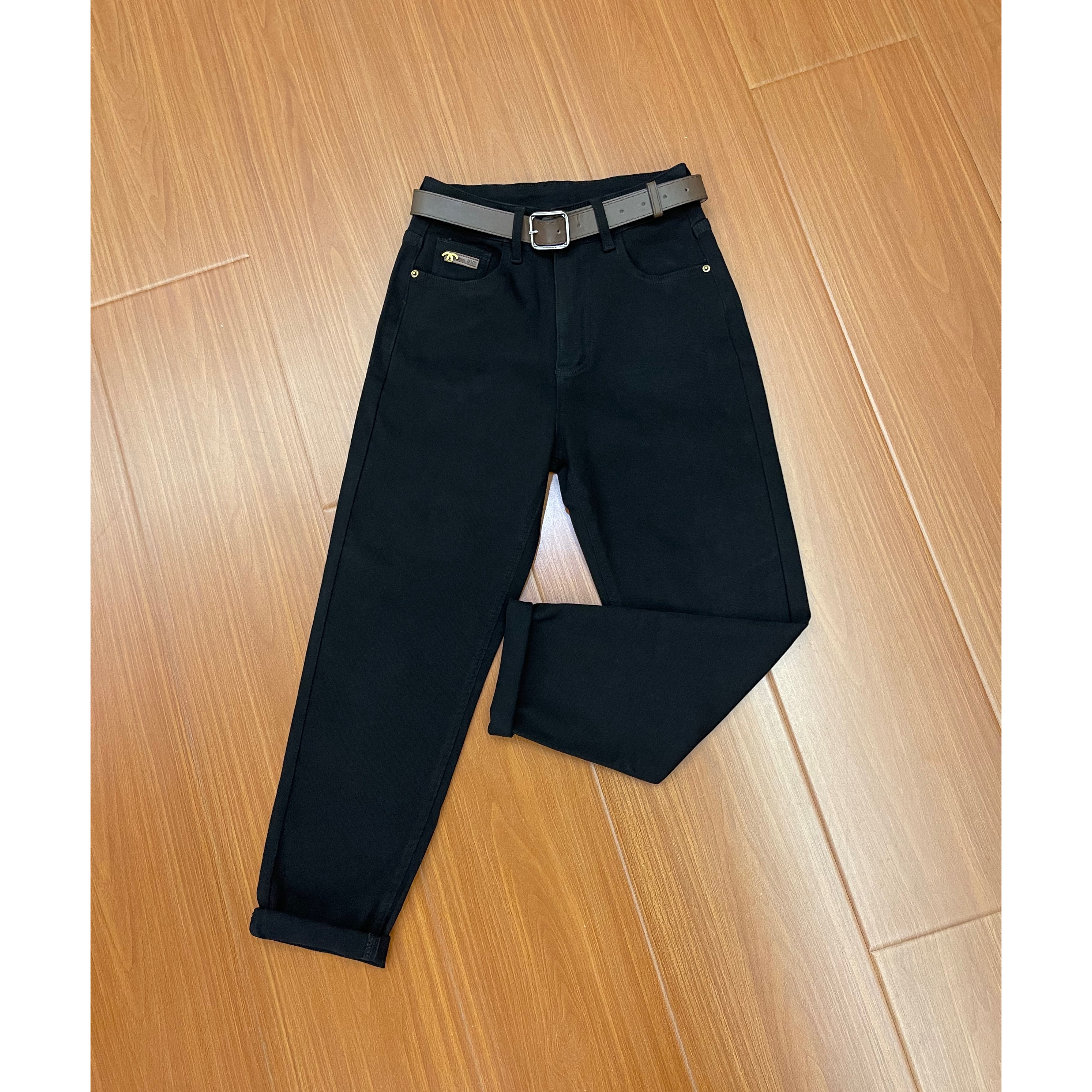 秋款（厚实）百搭黑色显瘦牛仔裤弹力中腰垮裤休闲裤220