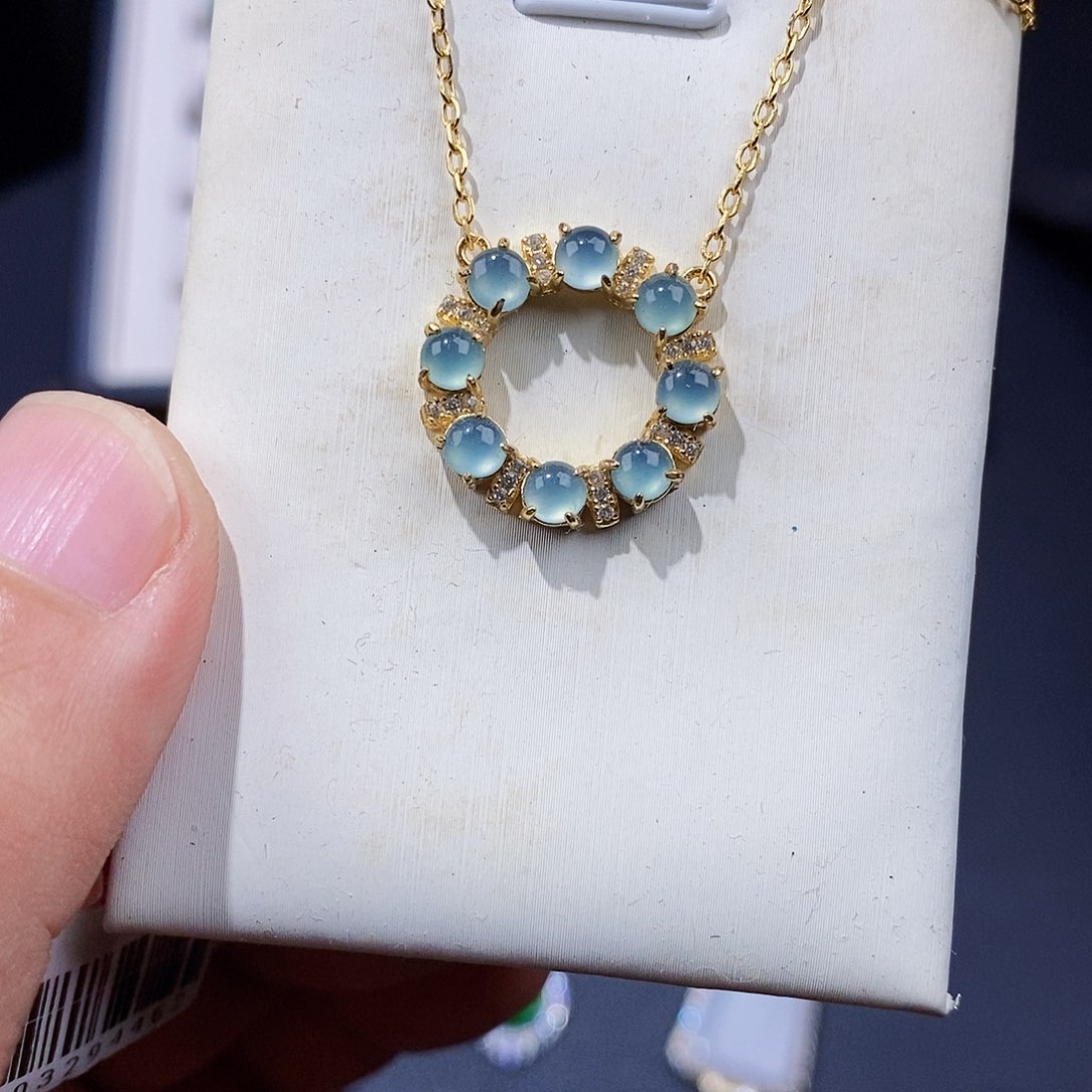 颈饰银S925镶嵌翡翠w w