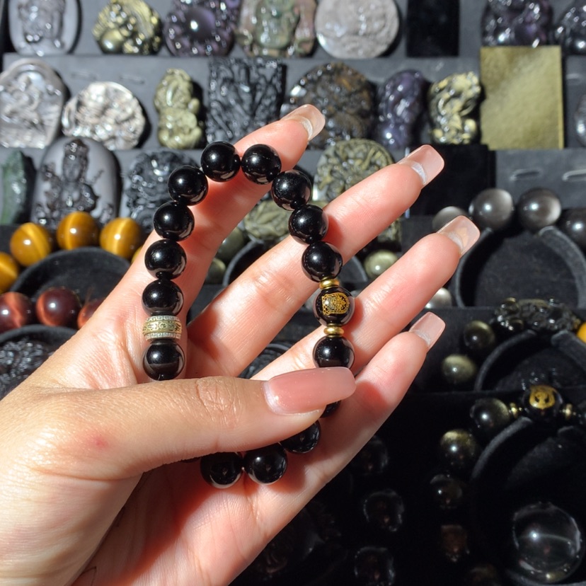 【闪购商品】黑曜岩手链未镶嵌臻***福