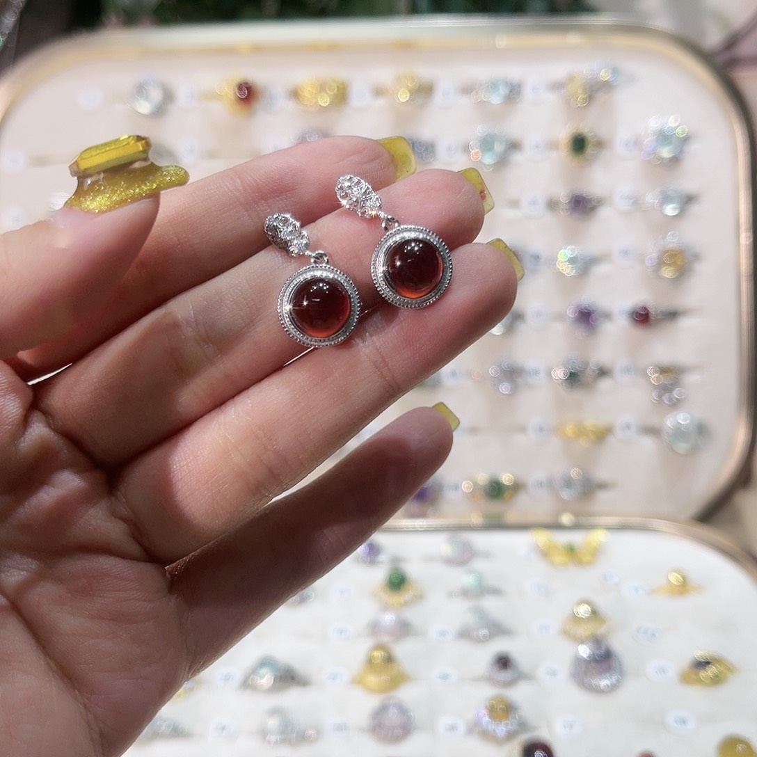 蛇纹石玉戒指银S925镶嵌