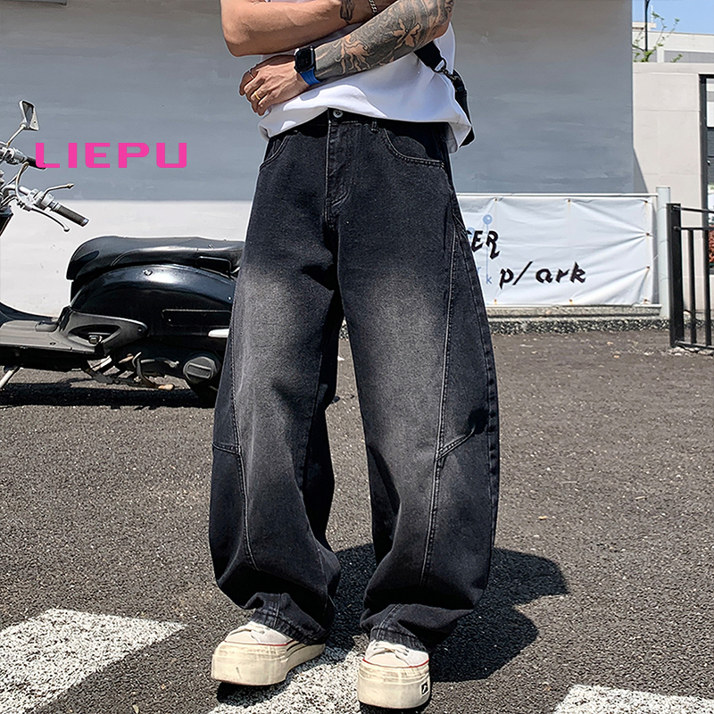 猎璞裤子男士潮牌复古磨白弯刀牛仔裤男2025美式高街痞帅休闲长裤