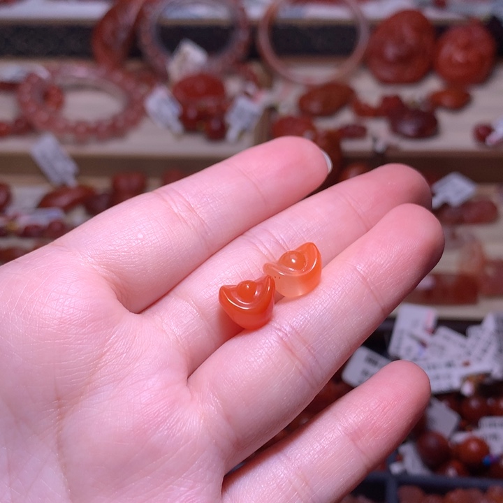 南红玛瑙未镶嵌珠宝半成品元宝组合