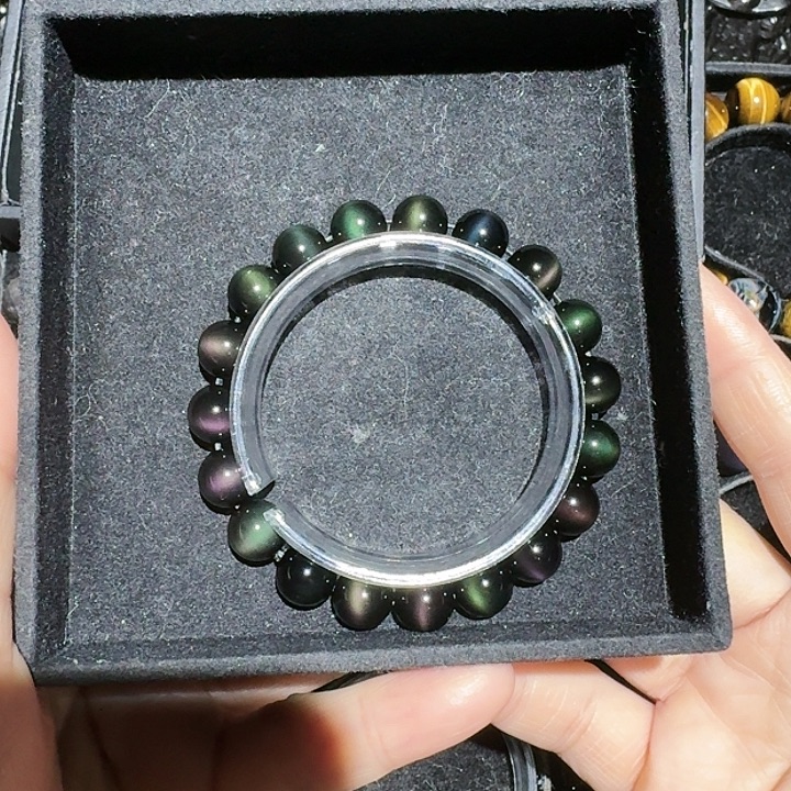 ****༃黑曜岩未镶嵌手链