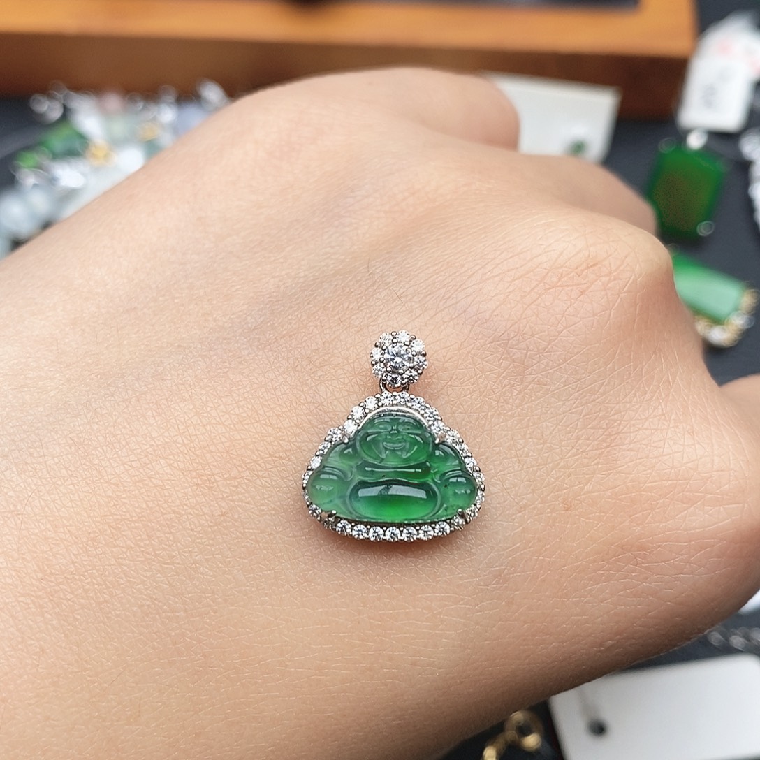 翡翠银S925镶嵌耳饰