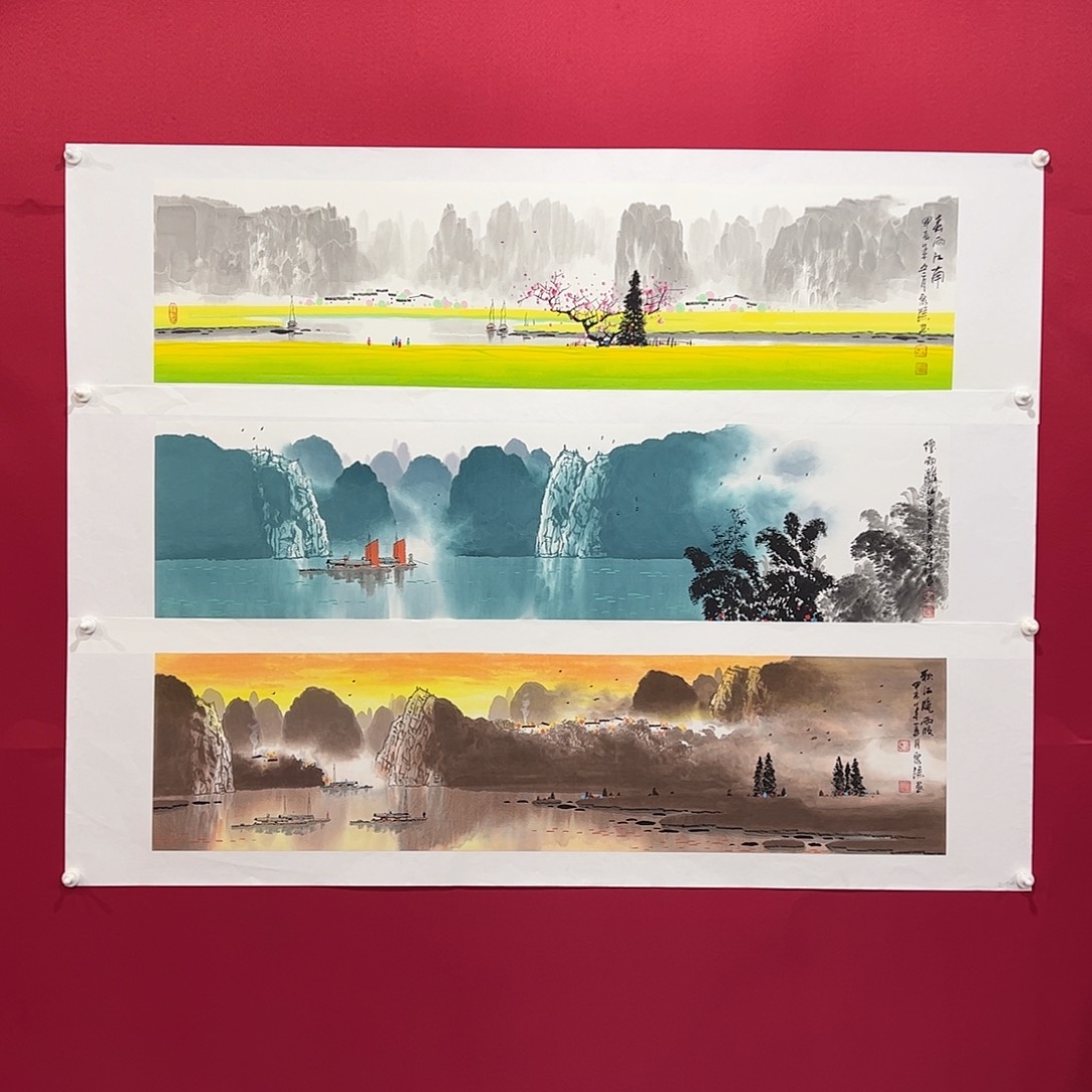 国画维*爸张泉踪老师4尺对开作品