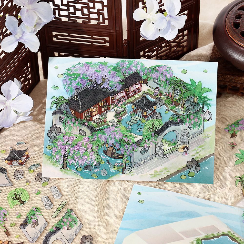 infeelme造景贴纸我的小屋古风手工diy微缩场景沉浸式解压拼贴画