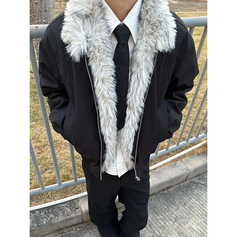 WTHP美式狼王哈灵顿解构毛领座山雕外套冬季保暖加厚百搭棉服夹克